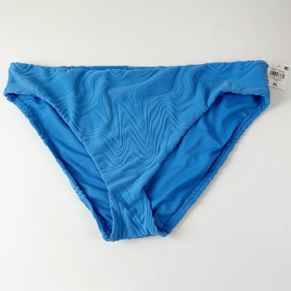 Bar iii Bikini Bottom Womens XL Cobalt Blue Textured Heat Wave Swim NWT